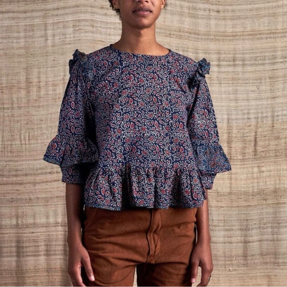 STORY MFG Amla top in peach/pink corduroy - Picture 6 of 13